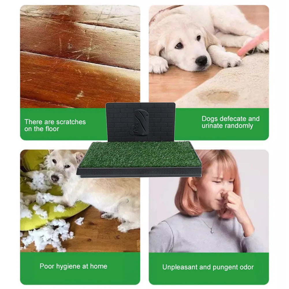 Dog Grass Pad with Large Tray Reusable Training Pads with Pee Baffle Artificial Grass Training Pads for Indoor and Outdoor Use