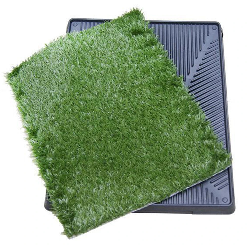 Dog Grass Pad with Large Tray Reusable Training Pads with Pee Baffle Artificial Grass Training Pads for Indoor and Outdoor Use