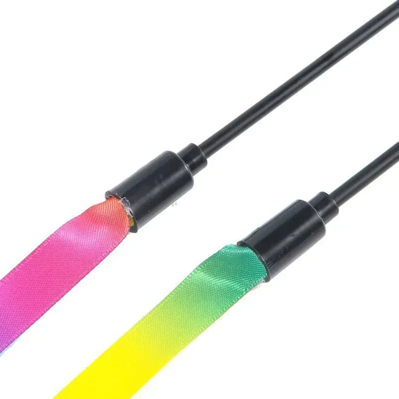 Cat Toys Funny Cat Teaser Rainbow Ribbon Cats Stick Toy Colorful Rod Teaser Wand Plastic Interactive Stick Cats Supplies