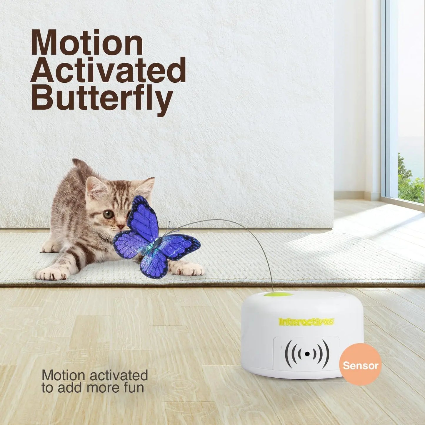 Interactive Cat Wand Toy with Shiny Butterfly - Fun Teaser for Playful Kittens