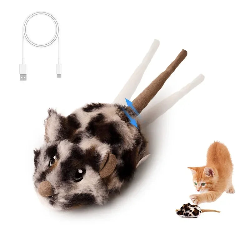 Rechargeable Motion Mouse Cat Toy for Kitten Mouse Sound Moving Mouse Cat Toys Interactive Cat Toy Sound Mouse Cat toy Cat water