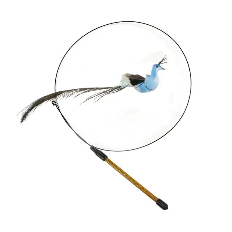 Simulation Bird Cat Toys Funny Interactive Peacock with Bell Cat Stick Toy for Kitten Playing Teaser Wand Toys Pet Cats Supplies
