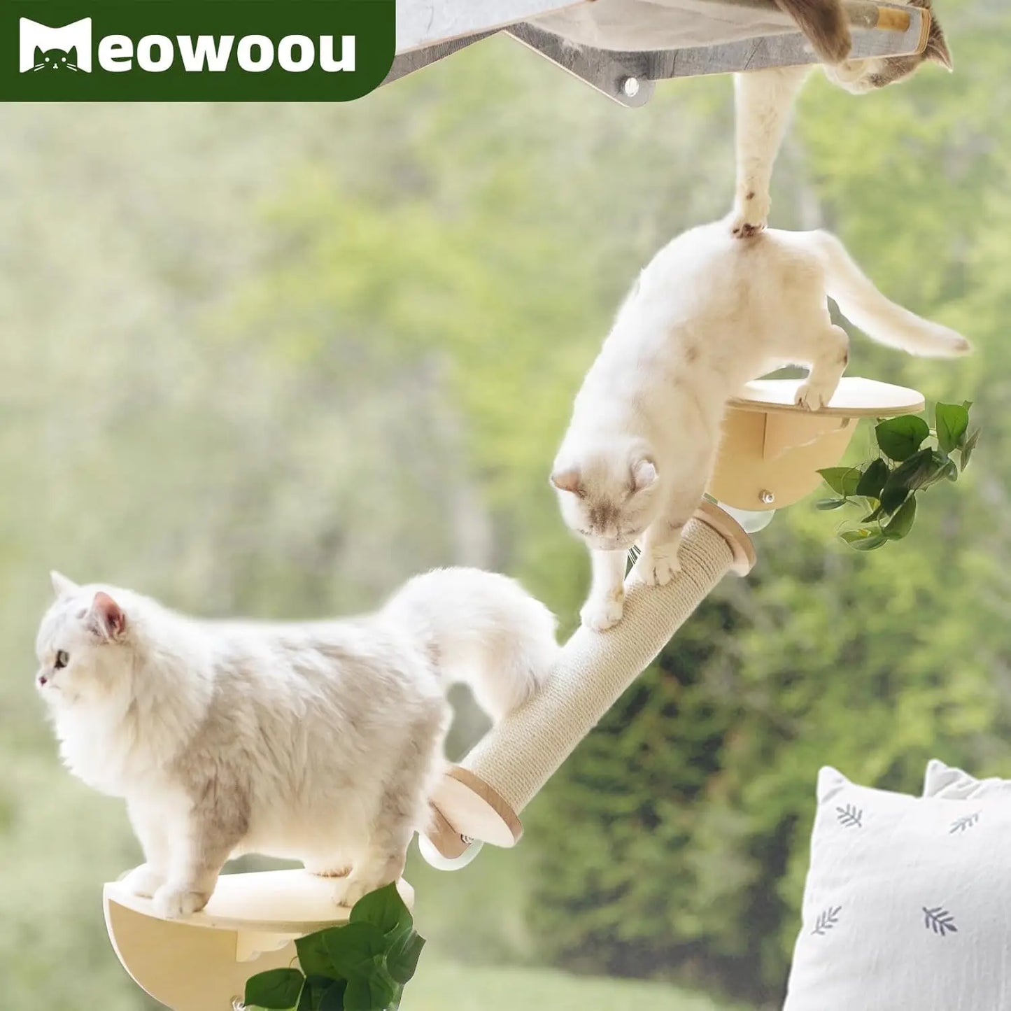 Cat Window Scratching Post with Climbing Steps, Perches & Suction Cups (3-Piece Set)