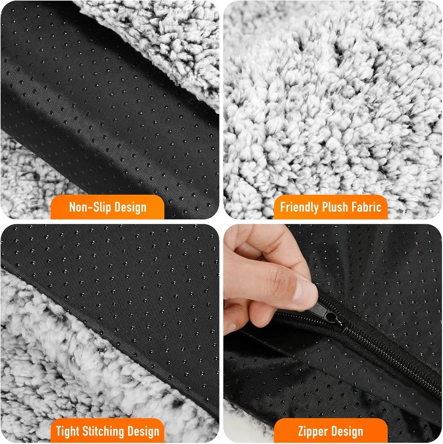 Self Warming Cat Bed with Heated Pad, Plush Pet Mat for Crate & Floor, Removable Washable Cover, Non-Slip 15x19 Inches