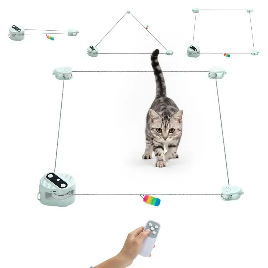 Cat Toy for Indoor Cats,Electric Remote Control Cat Chaser,Auto Manual Control DIY Cat Feather Toy Treadmill for Kitten Puppy,A