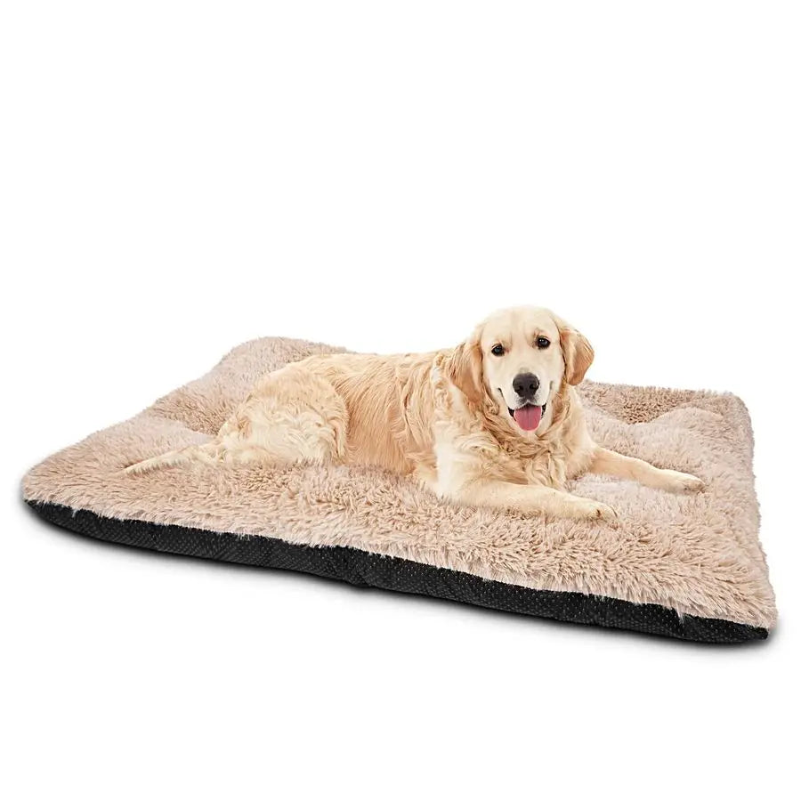 Large Dog Bed Crate Pad, Deluxe Plush Washable Dog Beds Fulffy Soft Kennel Pad AntiSlip Pet Sleeping Mat for Extra Large Medium