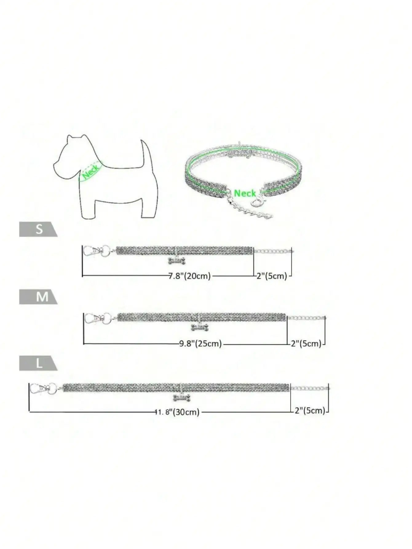 Sparkling Rhinestone Dog Collar with Bone Charm, Adjustable for Small Pets