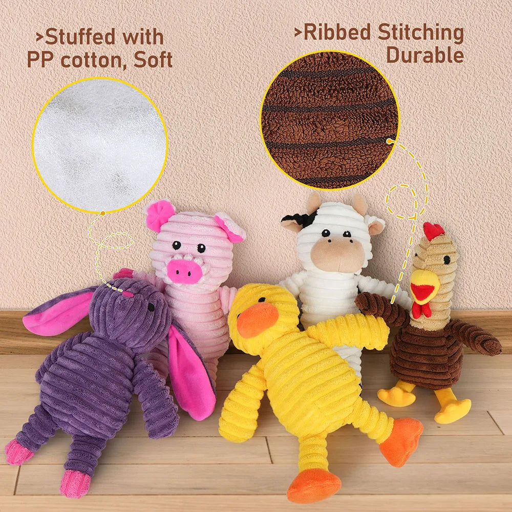 5 Pack Dog Toys Plush Dog Squeaky Toys, Assortment Value Bundle Animal Pet Toy for Small Medium Large Dogs, Stuffed Puppy Chew