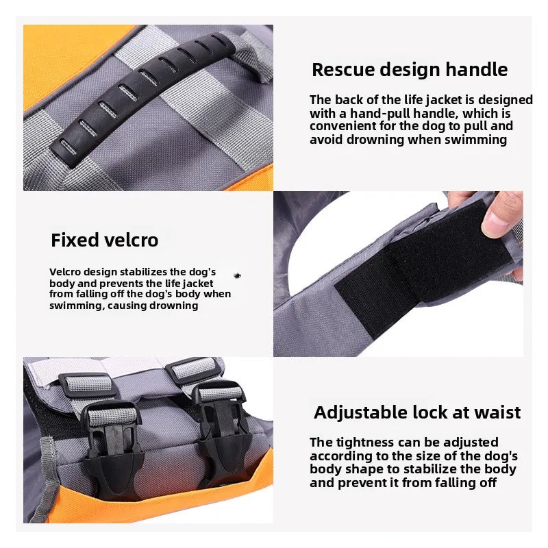 Pet Swimming Life Jacket Safety Vest for Dog in Summer Fashion Adjustable Reflective in Pool or Surfing Drifting Dog Life Vest