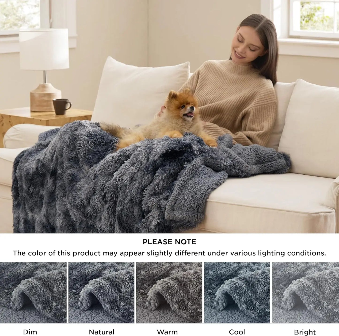 Waterproof Reversible Pet Blanket for Large Dogs and Cats, 60x80 Inches, Tie-dye Grey, Washable Furniture Protector