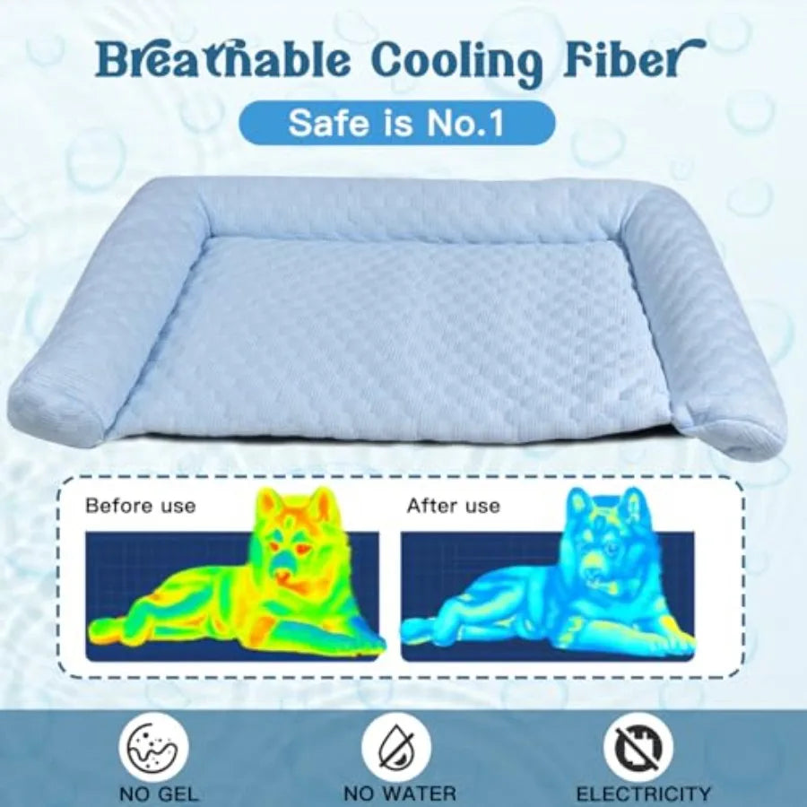 Dog Cooling Mat - Thickened Self-Cooling Pad for Small Dogs and Cats Offering Ultra-Comfort and Machine Washable Convenience Fo