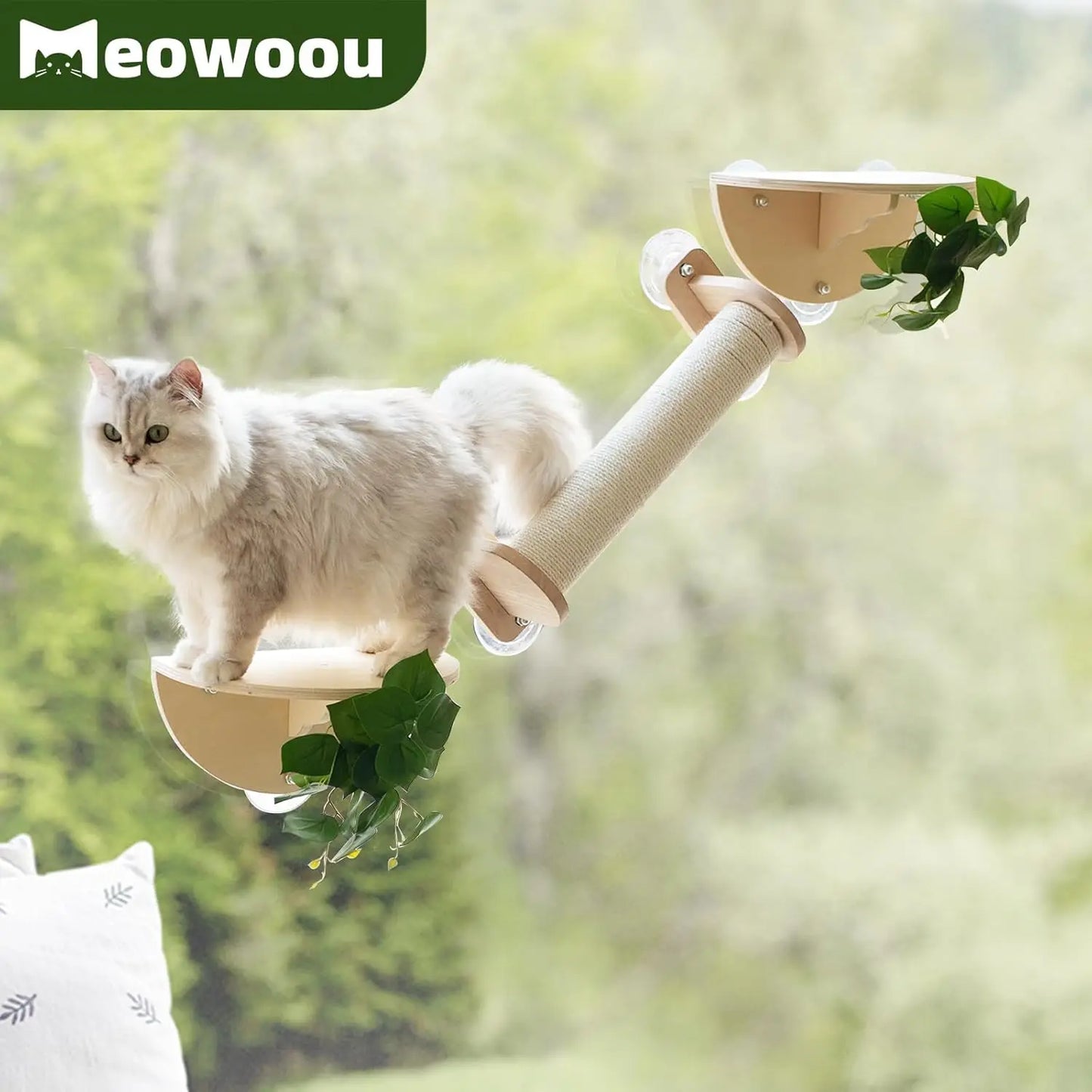 Cat Window Scratching Post with Climbing Steps, Perches & Suction Cups (3-Piece Set)