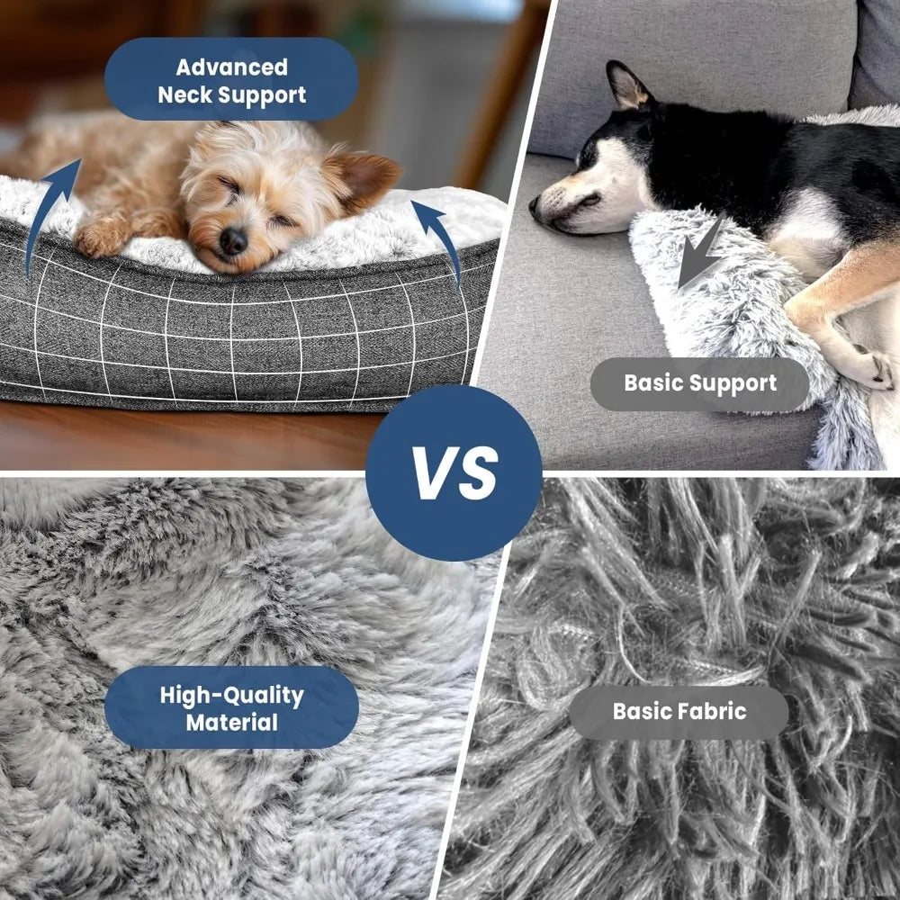 calming large dog bed for couch – 41"x37" washable non-slip plush sofa protector for dogs, removable cover, soft furniture mat i