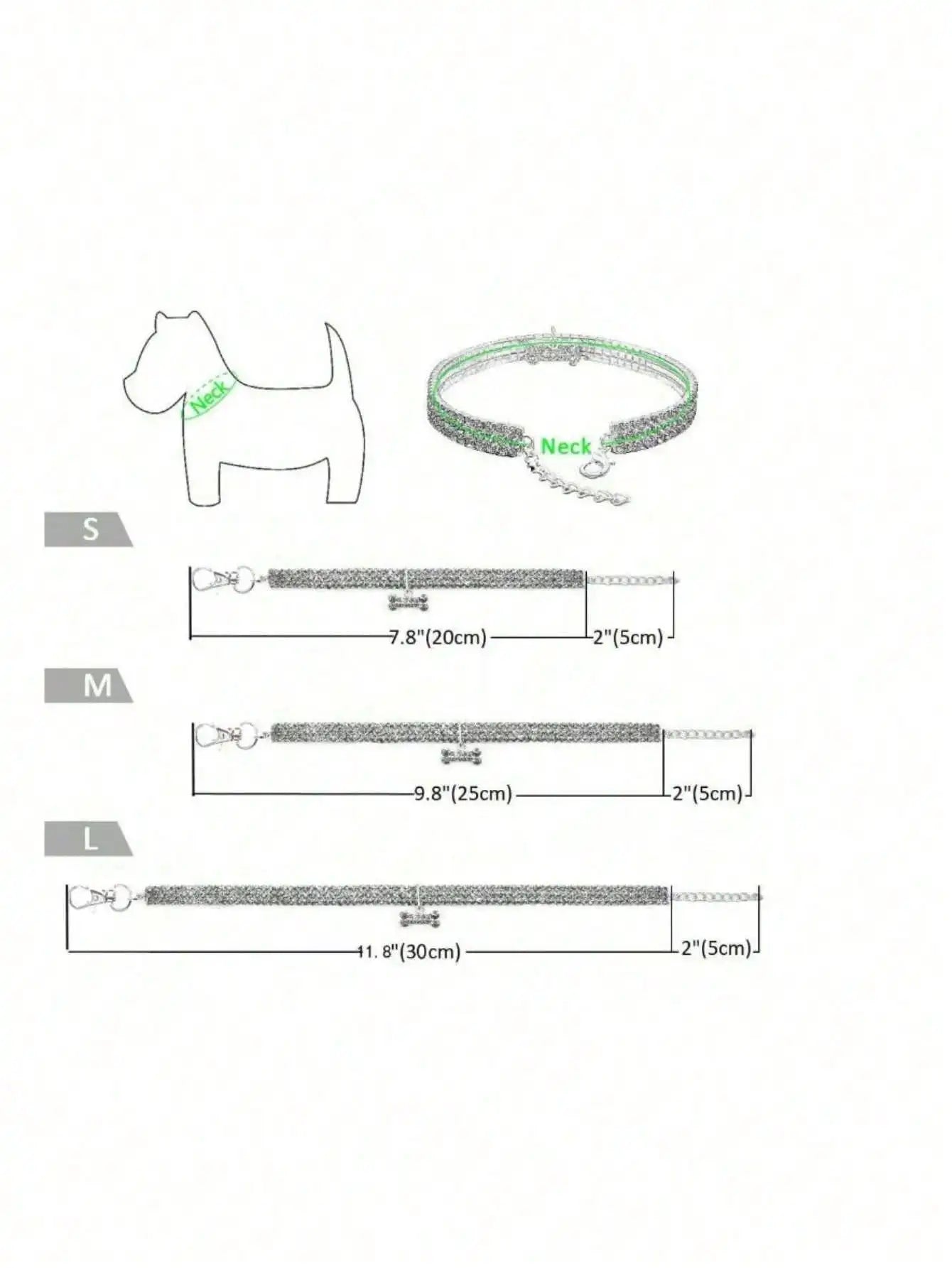 Sparkling Rhinestone Dog Collar with Bone Charm, Adjustable for Small Pets