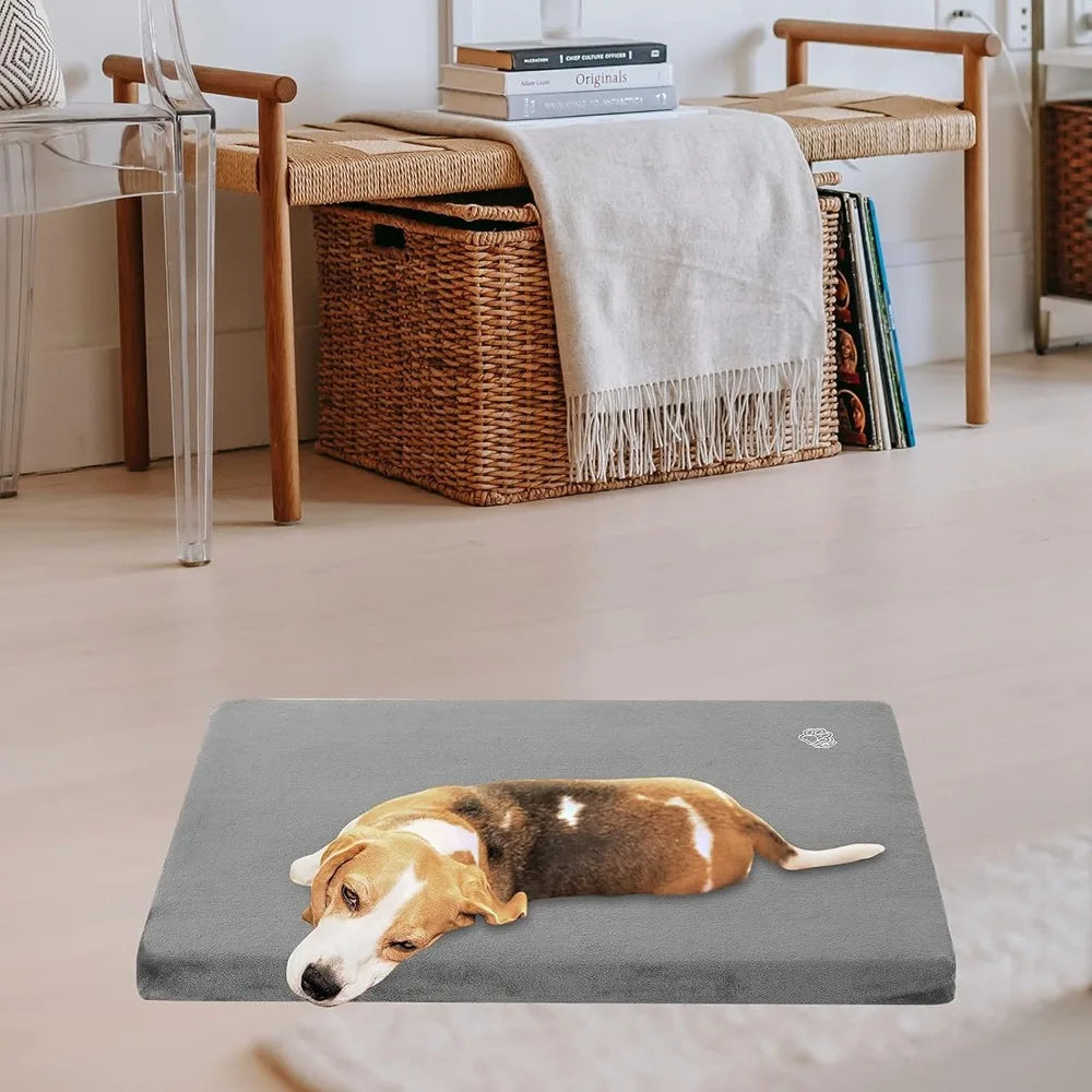 empsign stylish dog bed mat dog crate pad mattress reversible (cool & warm), water proof linings, removable machine washable cov