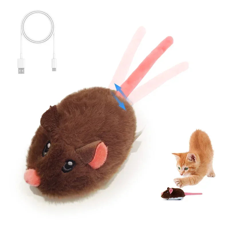 Rechargeable Motion Mouse Cat Toy for Kitten Mouse Sound Moving Mouse Cat Toys Interactive Cat Toy Sound Mouse Cat toy Cat water