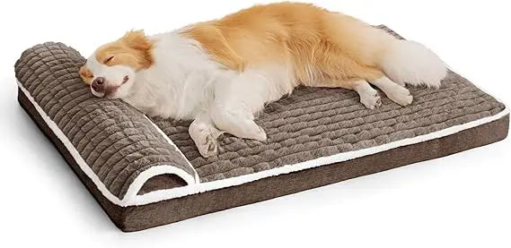 orthopedic xl dog bed large sized dog with pillow 42''x28'', waterproof soft comfortable egg crate foam pet crate beds mat with