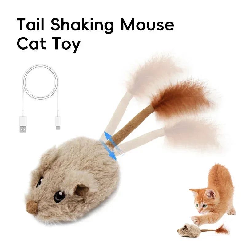 Rechargeable Motion Mouse Cat Toy for Kitten Mouse Sound Moving Mouse Cat Toys Interactive Cat Toy Sound Mouse Cat toy Cat water