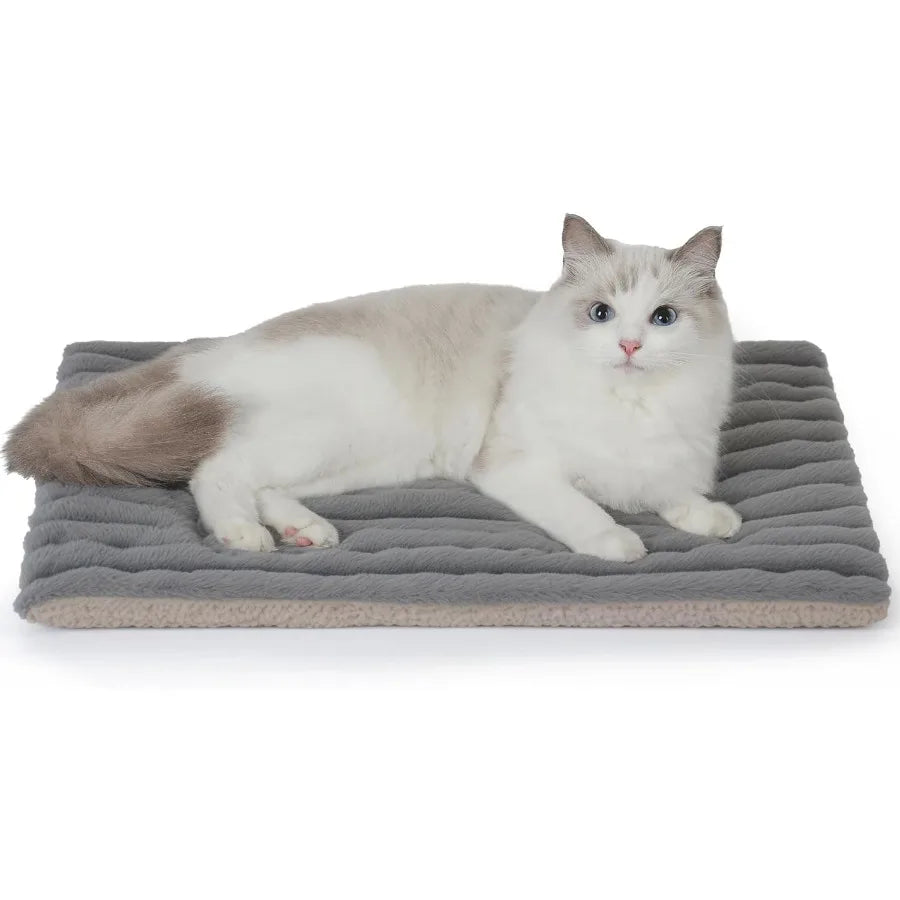Self Warming Cat Bed 22x16 Inch Reversible Two-Sided Use Self Heating Mat for Cats and Dogs Washable Pets Crate Pad for Indoor
