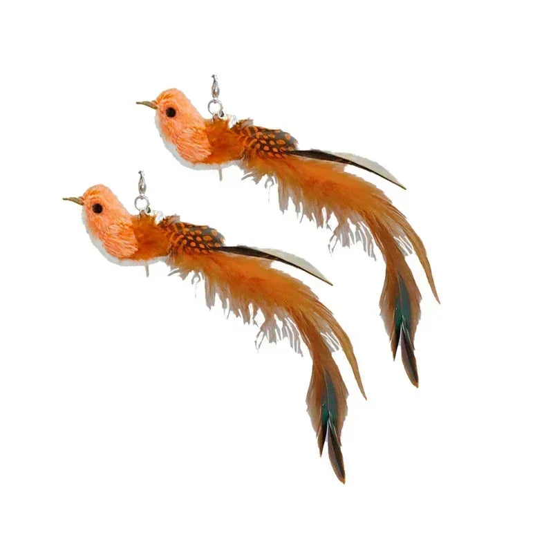 Simulation Bird Cat Toys Funny Interactive Peacock with Bell Cat Stick Toy for Kitten Playing Teaser Wand Toys Pet Cats Supplies