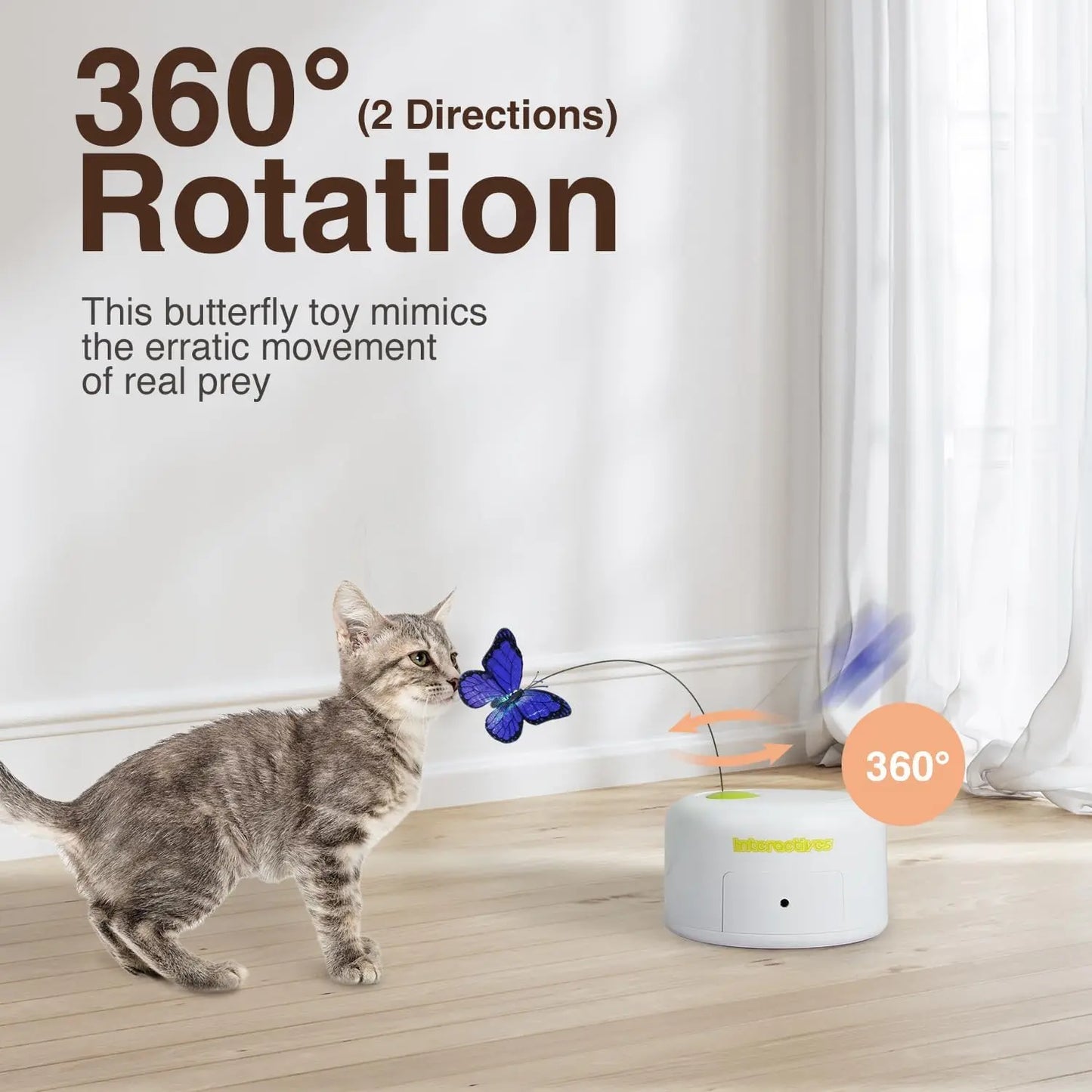 Interactive Cat Wand Toy with Shiny Butterfly - Fun Teaser for Playful Kittens