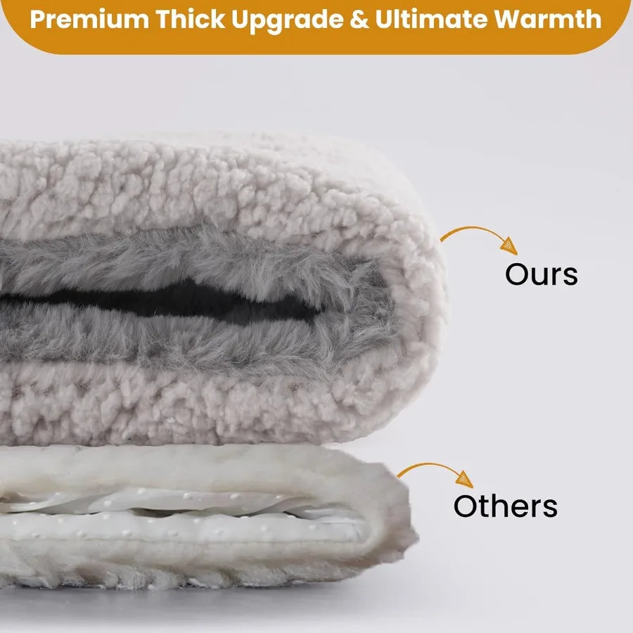Self Warming Cat Bed 22x16 Inch Reversible Two-Sided Use Self Heating Mat for Cats and Dogs Washable Pets Crate Pad for Indoor