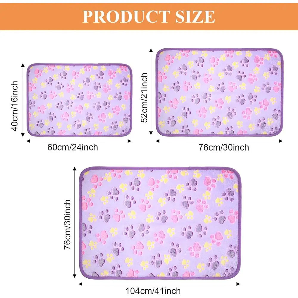 4 Pcs Dog Blanket for Pet Puppy Teething Toys Paw Print Fleece Blanket for Pet Cat Soft Warm Sleep Mat Guinea Pig Cage Mat(Small