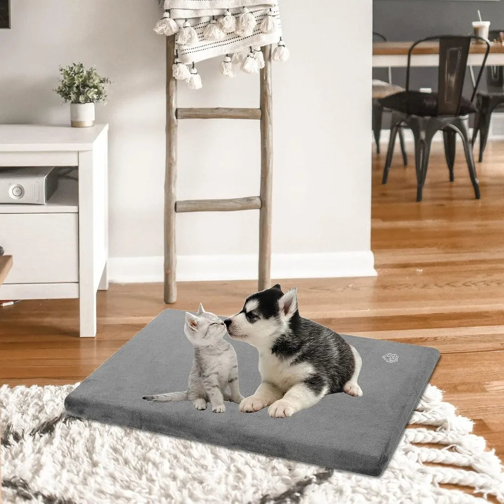 empsign stylish dog bed mat dog crate pad mattress reversible (cool & warm), water proof linings, removable machine washable cov