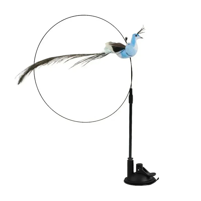 Simulation Bird Cat Toys Funny Interactive Peacock with Bell Cat Stick Toy for Kitten Playing Teaser Wand Toys Pet Cats Supplies