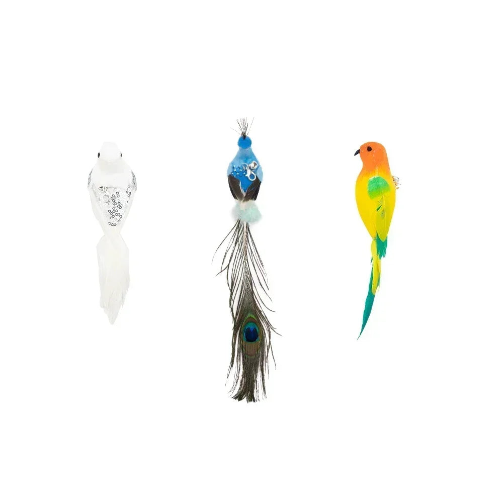 Simulation Bird Cat Toys Funny Interactive Peacock with Bell Cat Stick Toy for Kitten Playing Teaser Wand Toys Pet Cats Supplies