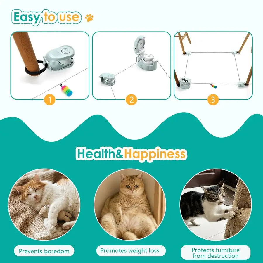 Cat Toy for Indoor Cats,Electric Remote Control Cat Chaser,Auto Manual Control DIY Cat Feather Toy Treadmill for Kitten Puppy,A
