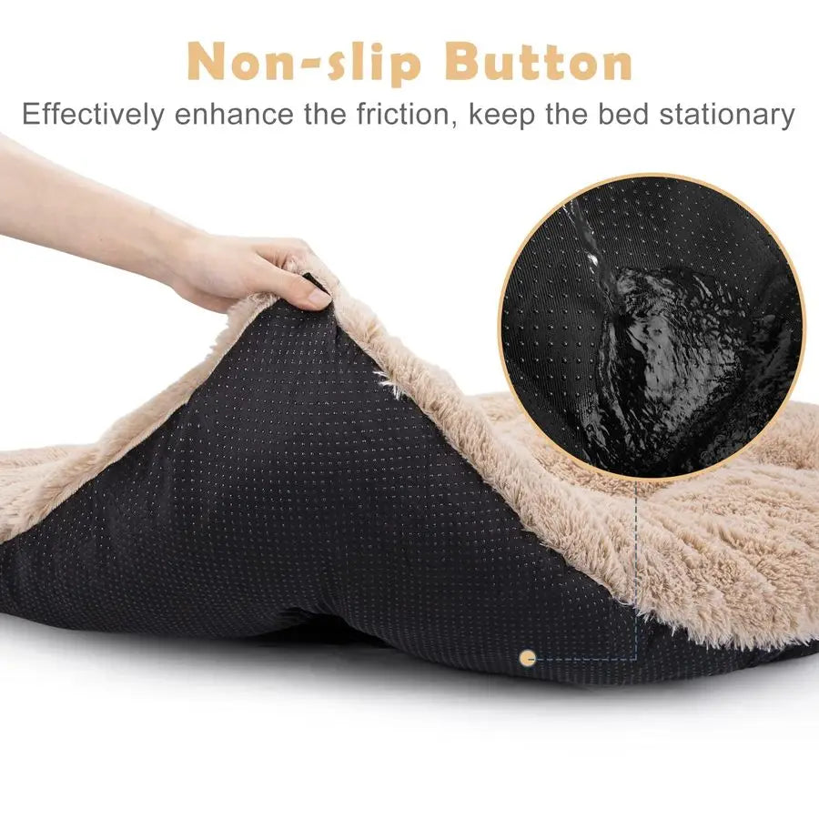 Large Dog Bed Crate Pad, Deluxe Plush Washable Dog Beds Fulffy Soft Kennel Pad AntiSlip Pet Sleeping Mat for Extra Large Medium