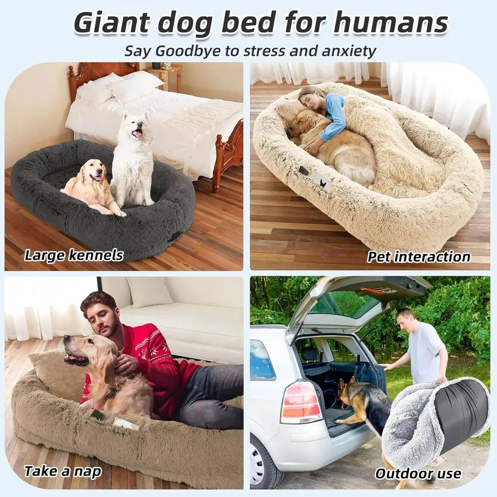 71x45x12 Orthopedic Dog Bed - Washable, Suitable for You and Pets, with Pillow & Blanket, Grey