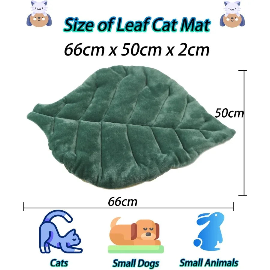 Leaf Shaped Self-Warming Cat Bed 26x20 Cotton Soft Warm Pet Pad Blanket for Indoor Use on Couch Sofa or Floors Ideal Warm Mattr