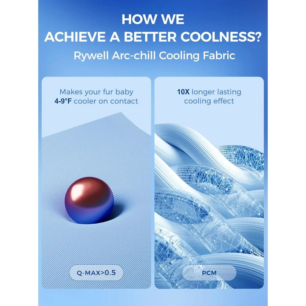 rywell dog cooling mat, 44*32 super thick & comfortable cooling mat for large dog with arc-chill 3.0 & pcm tech endo